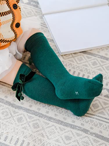 Baby Girl Knee-High Socks Cotton Bow Knit Stockings Long Dress Socks Fall Autumn3