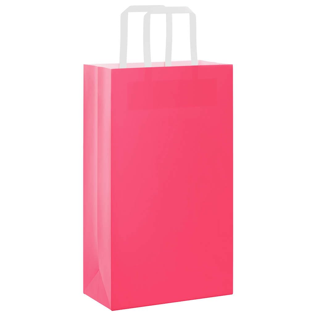 MBDRKVGF Lot de 250 sacs en papier kraft rose avec anses 21 x 11 x 36 cm