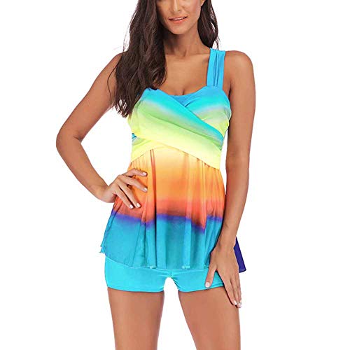 Chiatai Damen Tankini-Set mit Shorts, schmaler Passform, mit Farbverlauf, 2 Stück Gr. 54, hellblau Cover