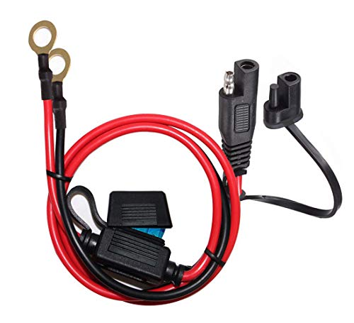 YETOR SAE to O Ring Terminal Harness, with 15A Protection Fuse for Safety, 2-Pin Quick Disconnect Plug,SAE Battery Extension Cable with 3.28FT 10AWG for Motorcycle Cars. (100CM)