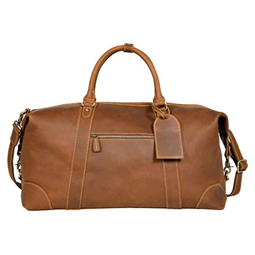 Viosi Buffalo Leather Duffle Bag For Men/Women, 21 inch Genuine Leather Travel Duffel Bag | Oversized Weekend Luggage | Sports Gym Overnight Carry-On Bag | Great Gift Idea