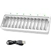Dlyfull 12 Bay Battery Charger AA AA for Ni-MH Ni-CD AA AAA Battery Charger with 2 USB High-Speed Charging Ports for…