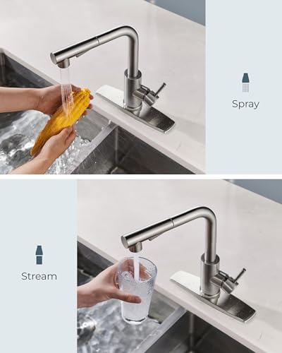 Image of FORIOUS Kitchen Faucet with Pull Out Sprayer, Single Handle, Brushed Nickel