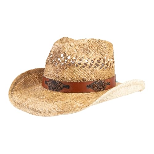 Image of Straw Cowboy Hats Cowgirl Hat Western Cowboy Hat Rancher Hat for Men Women, Exquisite Decoration Band