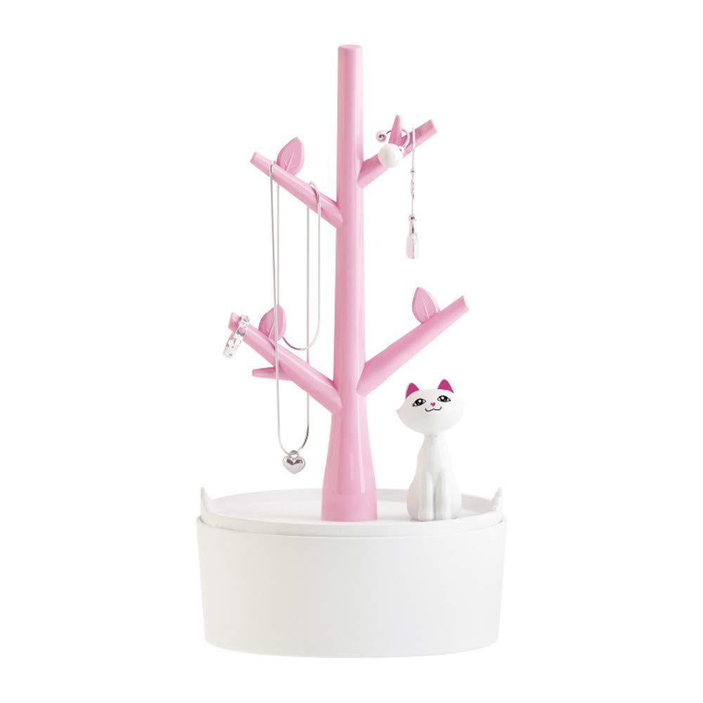 Reoohouse Pink Jewelery Display/Stand/Holder Earring Necklace Bracelets Cute Cat Holders Hanging Organiser Rack Tower (Pink)