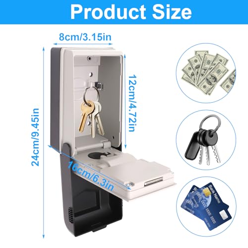 Schlüsseltresor mit Zahlencode, Schlüsselsafe mit 4 Stelligem Beleuchteten, Zinklegierung Schlüsseltresor mit Beleuchteten Wasserdicht Wandmontage Schlüsselbox, Groß tresor feuerfest wasserdicht
