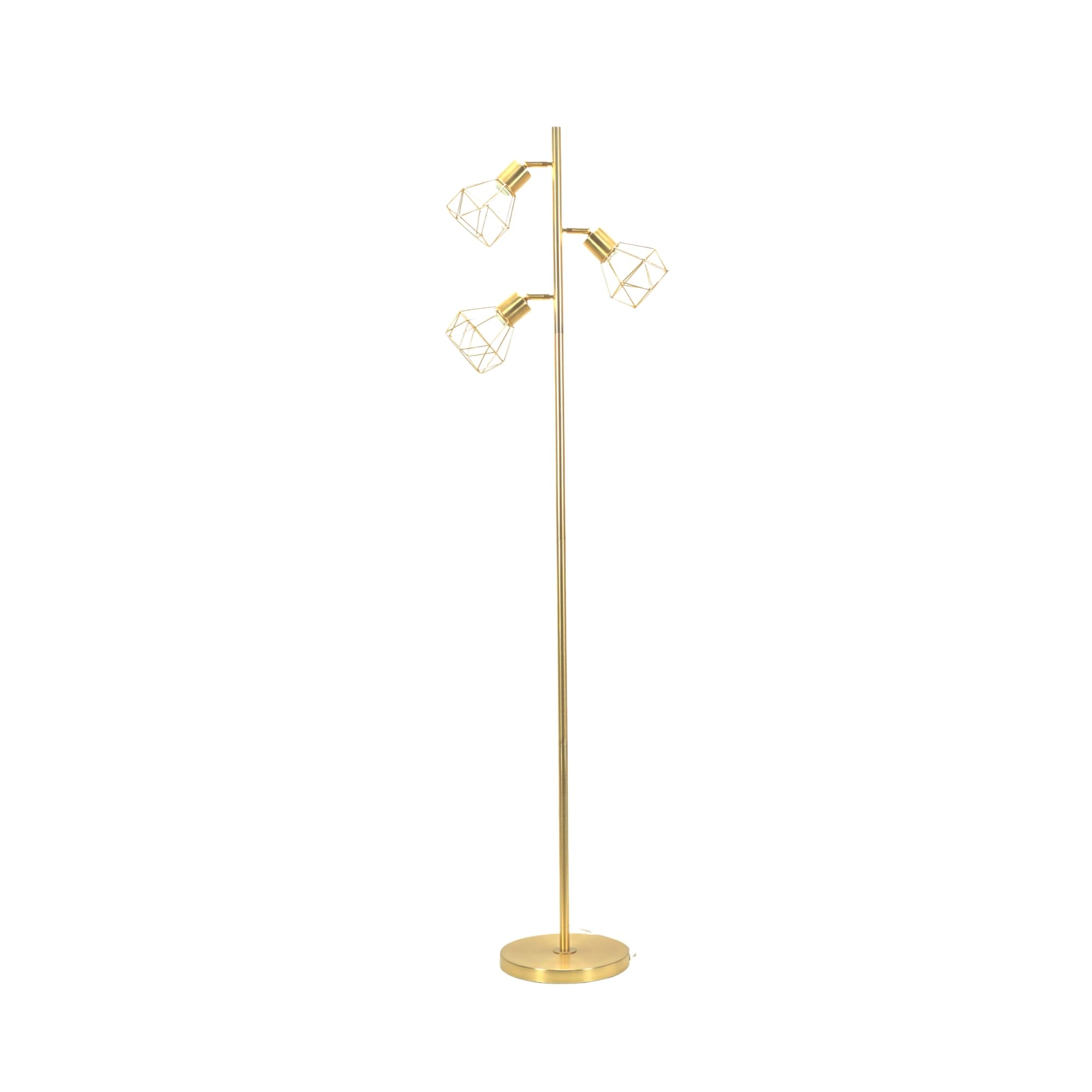 Valuelights Gold Angus Metal Geometric Basket Shade Floor Lamp With Led Bulb In