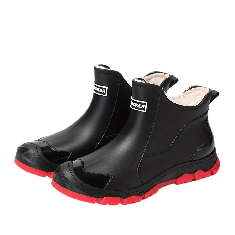 Waterproof Insulated Rain Boots with Slip-Resistant Sole, PVC & Fabric Lining, Round Toe for Outdoor Activities