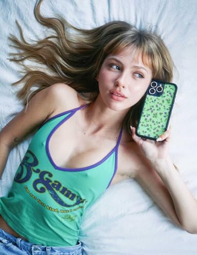 Image of Wildflower Cases - Compatible with iPhone 16 Pro Max| Protective Black Bumper, 6.5ft Drop Test Certified, Women Owned Small Business | Floral Green Aesthetic Dainty Cute | Purple Posie Rosie