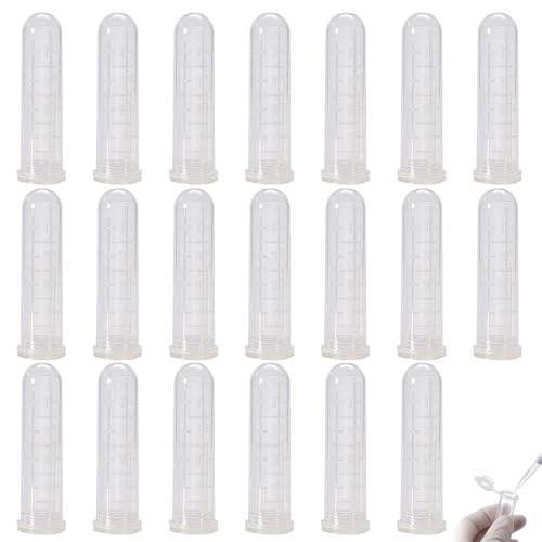 GWEOR Lot de 20 Tubes à Fleurs en Plastique 5ml, Soliflore Tube avec Couvercle pour Orchidées et Compositions Florales, Fioles de Conservation pour Fleurs Coupées, Transparent