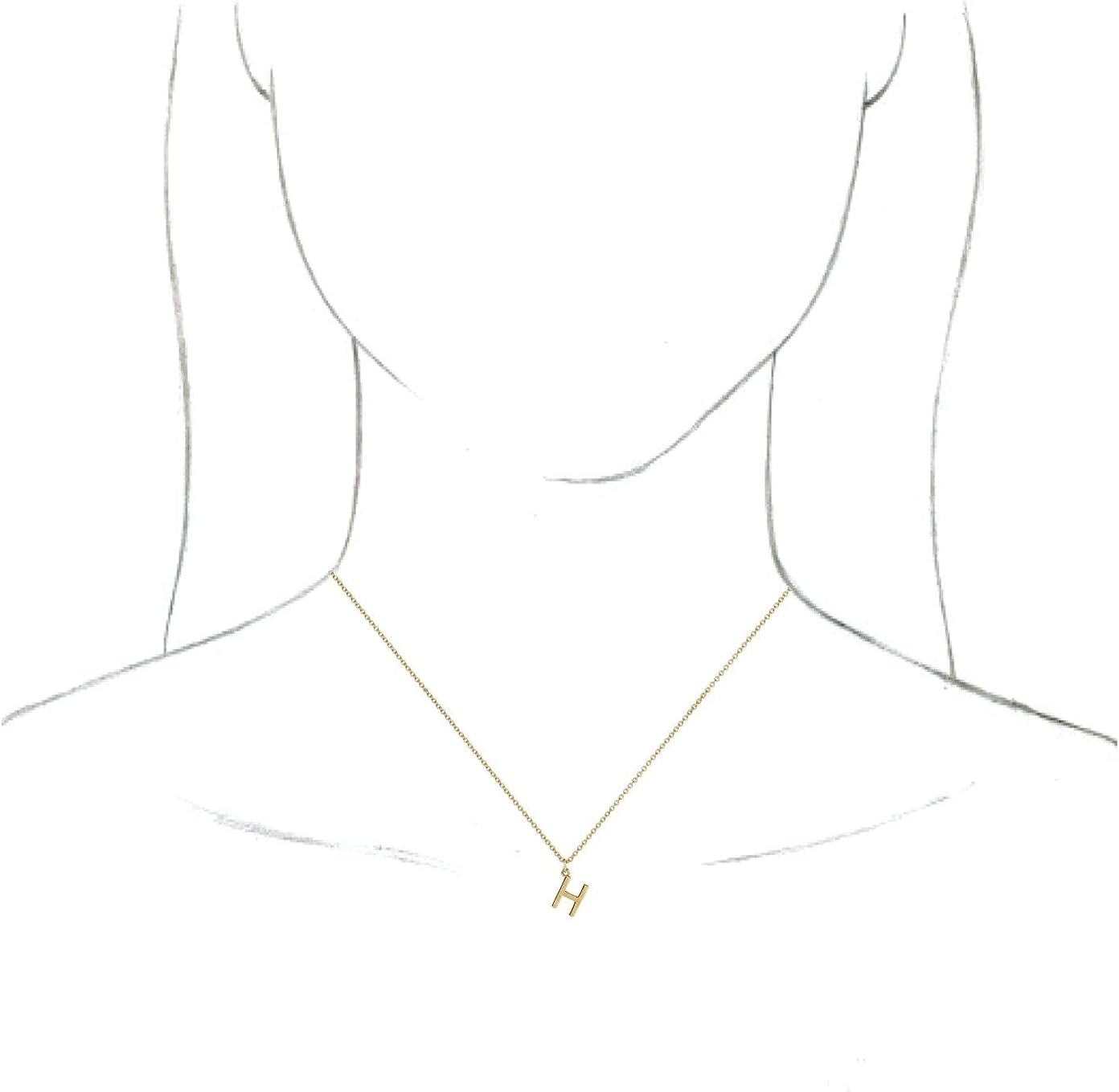 Diamond2Deal 14K Gold, Sterling Silver Or Platinum Initial Alphabet Dangle Pendant 16-18" Necklace