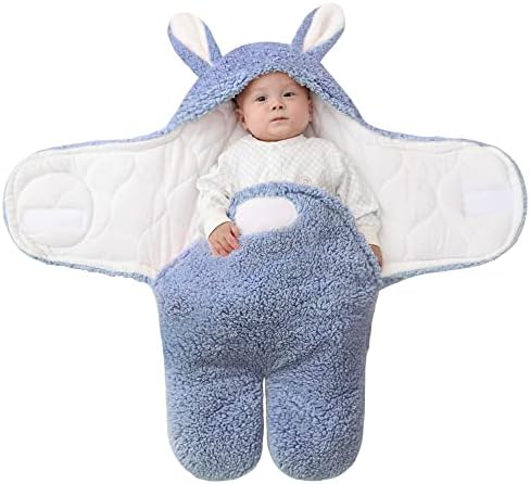 TURMIN Cute Baby Winter Sleeping Bag for Newborn, Thicken Cotton Blankets Plush Swaddle Wrap Blankets Unisex Newborn Clothes Baby Sleep Sack with Split Leg for Infant-Brown-6M(0-3 Months)