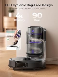 Robot Vacuum Cleaner with Mop, Bagless Robot Vacuum Cleaners UK with Self-Emptying, 10000Pa LiDAR Navigation Robotic Vacuum, Smart Mapping, Schedule, App/Alexa Control for Carpet/Pet Hair, Q20 Ultra