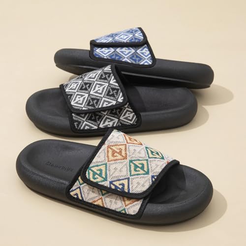 Premium Comfort Fashion Diamond Pattern Slides Flat Sandals Summer Slippers For Men Non Slip Indoor Outdoor Footwear2