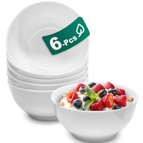 6 Set 6 Zoll Müslischalen – 26 Oz Unzerbrechliches Leichtes Weißes Suppenschüssel Set Spülmaschinenfest Für Obstsalat Küche Mischen Kratzfest Geschenk Für Hochzeit Zuhause Den Täglichen Gebrauch