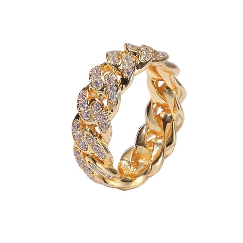 Bague 8mm zirconium qui ne ternit pas alliance chaîne dorée pour peau sensible