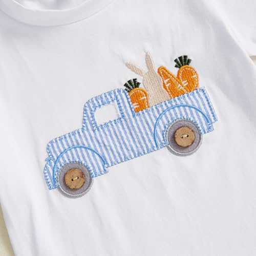 Image of Kavousa Toddler Boy Easter Outfit Baby Boy Bunny Short Sleeve T Shirt And Shorts Set 2 Piece Spring Summer Clothes