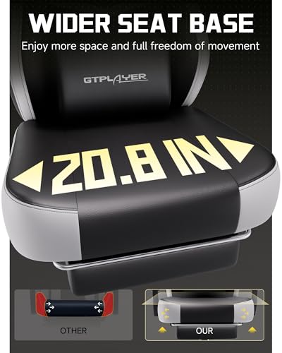 Image of GTPLAYER Big & Tall Gaming Chair, Wide Reclining with Footrest for Adults | Ergonomic High Back Computer Desk Chair, Comfort Padded Seat with Lumbar Support for Big /Tall, Office /Home, Black & White