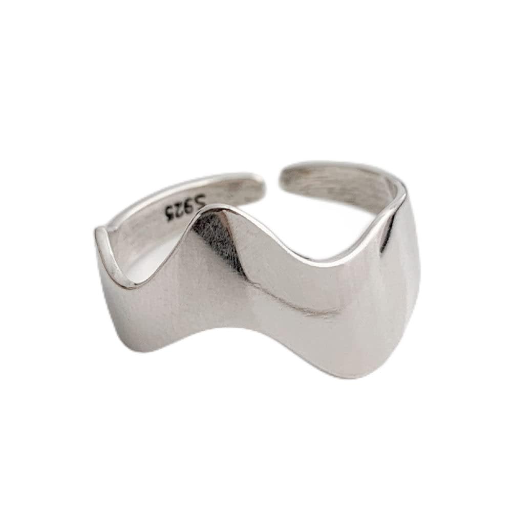 Anelli D'Argento,S925 Anello Geometrico In Argento Sterling Anelli Regolabili Retrò Anello Aperto Argento Anello Per Il Pollice Anello Eterno Fascino Da Sposa Gioielli Regali Per Uomi