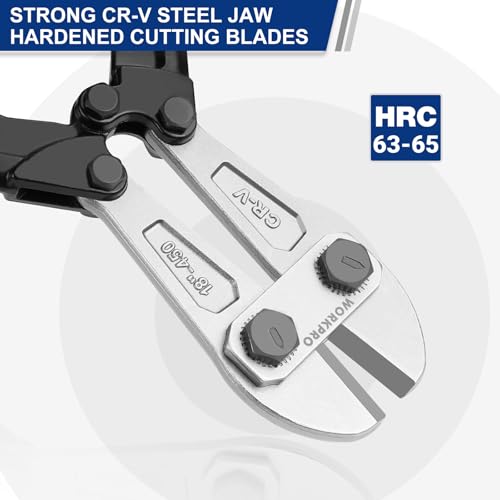 image for WORKPRO 18-Inch Foldable Bolt Cutter, Tri-Material Handle with Comfort