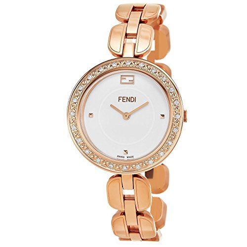 Fendi My Way womens-large�z���C�g�ʃ��[�Y�����b�L�X�e�����X�X�`�[���u���X���b�gSwiss Quartz Watch with Removable�z���C�g�t�@�[f351534000b0
