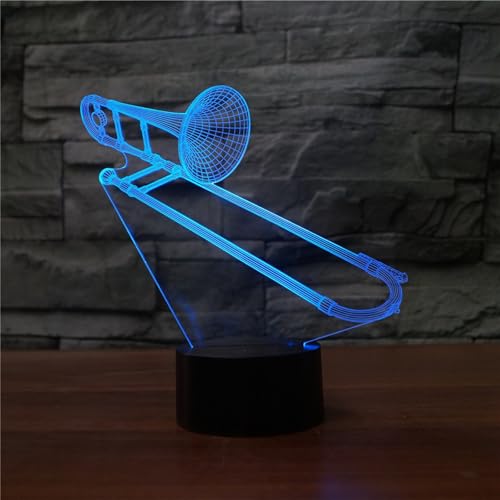 Lámpara de Mesa Ilusión 3D Trombone con Control Remoto miniatura 3