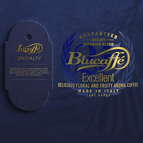 LUCAFFÈ Blucaffè,Granos de café en lata de acero 250 g ahorra aroma, granos de café Arábica gourmet, sabor afrutado… - Imagen 3