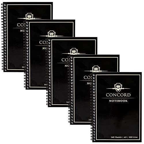 Pukka Pad, Concord 5-Pack A5 Wirebound Jotta Notebook - 140 Pages - Black, 14.8 x 21cm