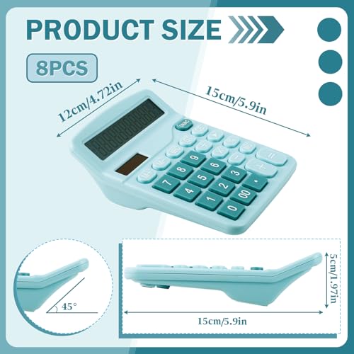Calculatrices de bureau batterie solaire double alimentation bleu x8 - 2