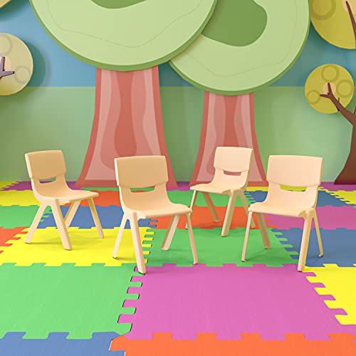 Image of EMMA + OLIVER Natural Plastic Stackable School Chair, 10.5 inch Seat, 4-Pack