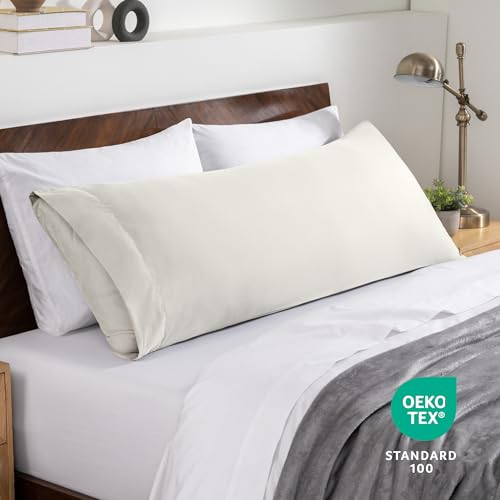 Image of Bare Home Microfiber Body Pillow Cover - Ultra Soft & Cooling - Double Brushed - Envelope Closure - Easy Care (21''x54'' Body Pillow Cover, Cream)