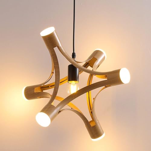 Lustre en bois de 7 lumières pour éclairer efficacement une grande pièce sombre