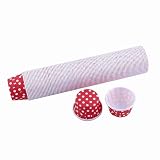 100 pezzi di carta per torte, cupcake, pirottini, muffin, pirottini per feste, matrimoni, NATALE, 8 colori (Punto dell'onda rossa)