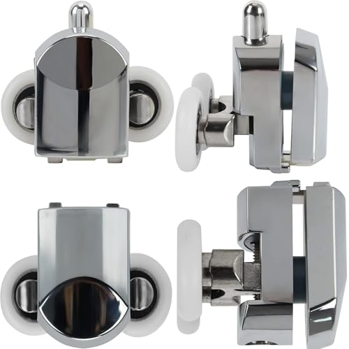 Image of Shower Door Rollers Rv Parts - 10 Pcs Zinc Alloy Wheels 23mm with Anti Collision Block and Screws for Curved and Bathroom Glass Doors