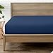 Bare Home Fitted Bottom Sheet Queen - Premium 1800 Ultra-Soft Wrinkle Resistant Microfiber - Hypoallergenic - Deep Pocket (Queen, Dark Blue)
