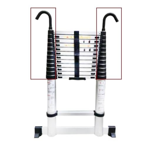 Loft Telescopic Ladder, Roof for Home, with Stabilizer Bar and Detachable Hooks, Aluminum Multi Purpose Extendable Portable Folding Ladders, 2.6M A pair of hooks