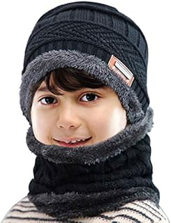 Petrunup 2/3Pcs Boys Beanie Hat and Loop Scarf Set, Warm Winter Hats Knitted for Girls Kids Children