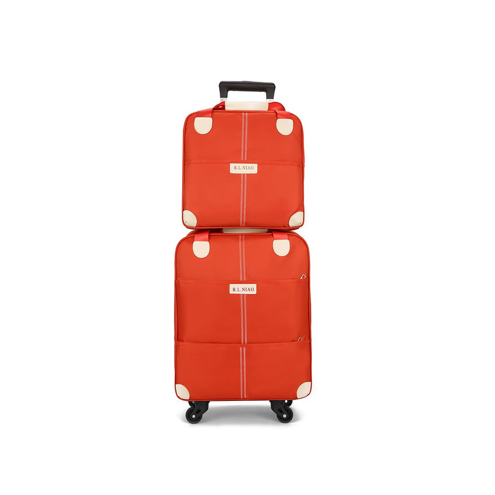 THABATADLuggage Set 2 Piece Carry On Softside Upright Luggage Suitcase with Wheels, Durable Business, Travel, School, Set for Men & Women, Orange