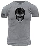 Distressed Spartan Warrior Premium Athletic Fit T-Shirt (Heathered Gunsmoke Gray X-Large)