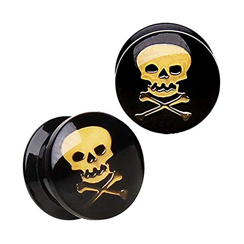 Cocobul Pair of UV Coated Acrylic Plug with Skull Logo [D08-010]