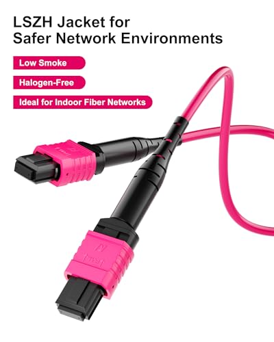 Image of OM4 MPO to MPO Fiber Patch Cable 6M 2-Pack, 12 Fiber Type B Female Multimode Fiber, LSZH MTP Compatible, for 40G 100G 200G QSFP Data Center Parallel Optics