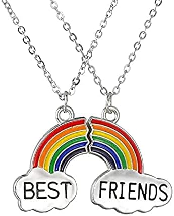 YouBella Jewellery Silver Plated Rainbow Best Friends Necklace Chain for Girls and Women (Multi-Color) (YBNK_50163)