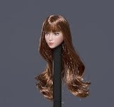 ORIELOAN 1/12 Scale Female Head Sculpt, 1/12 Cute Girl in Long Hair Head Carved Model for 6-inch Female Action Figure Body Doll Head Accessory (Ginger)