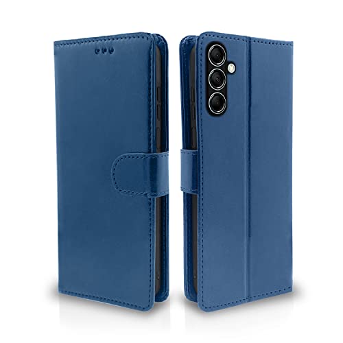 Pikkme Samsung Galaxy M14 5G Flip Cover Leather Finish | Inside TPU with Card Pockets | Wallet Stand and Shock Proof | Complete Protection Flip Case (Blue)- Best and cheap mobile covers in India