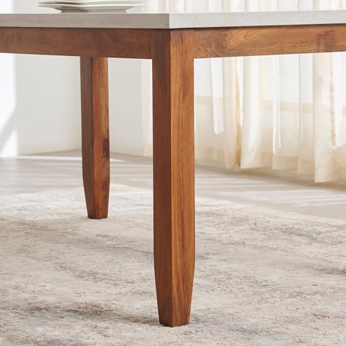 Image of Home Centre | Giza Composite Marble Top 6-Seater Dining Table | Dining Set for Home | Grey | 1 Year Warranty