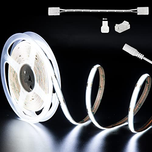 Image of PAUTIX COB LED Strip Light 12V 18ft /5.5m 6000K Daylight White 504LEDs /M Super Bright Flexible CRI93+ LED Tape Lights Bright for Kitchen Home DIY Lighting Projects(Power Supply&Controller Not Included)