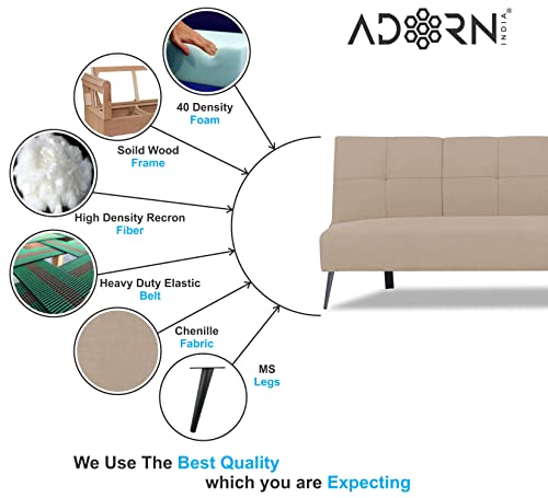 Image of Adorn India Xander 3 Seater Sofa Cum Bed (Beige) (3 Year Warranty)