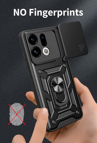 Image of Casodon Shockproof Back Case Cover for Oppo Find X9s 5G, Shockproof Oppo Find X9s Back Cover, Ring Case with Kickstand and Camera Protection Shutter - Black