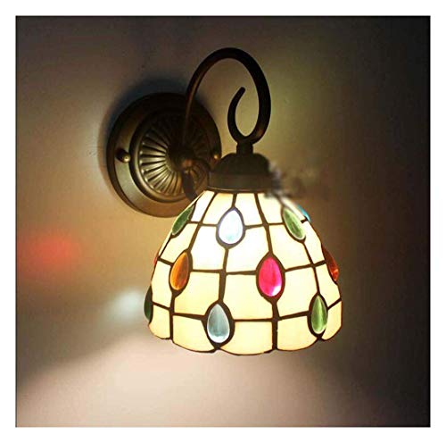 Wall Light Creative Stained Glass Shade Wall Lighting Tiffany Style Wall Lamp Sconces for Living Room Bedroom Bathroom Mirror Headlights Aisle Cafe Bar Light E27 B (D) Cover
