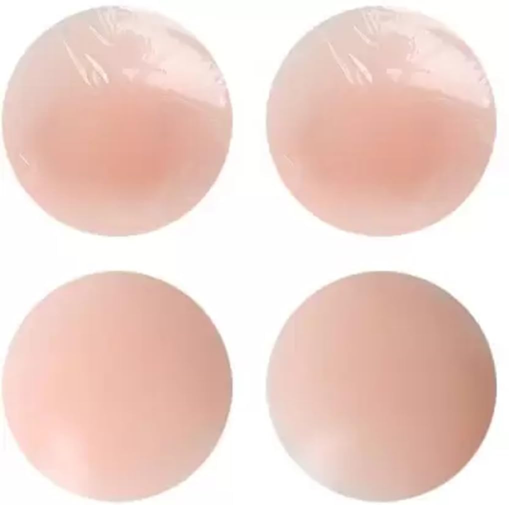 ESZAZXReusable Silicone Nipple Cover for Women-Invisible, Adhesive, Washable Pasties for Strapless & Backless Outfits – 2 Pair Beige-image-4